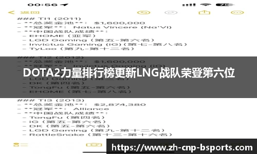 DOTA2力量排行榜更新LNG战队荣登第六位